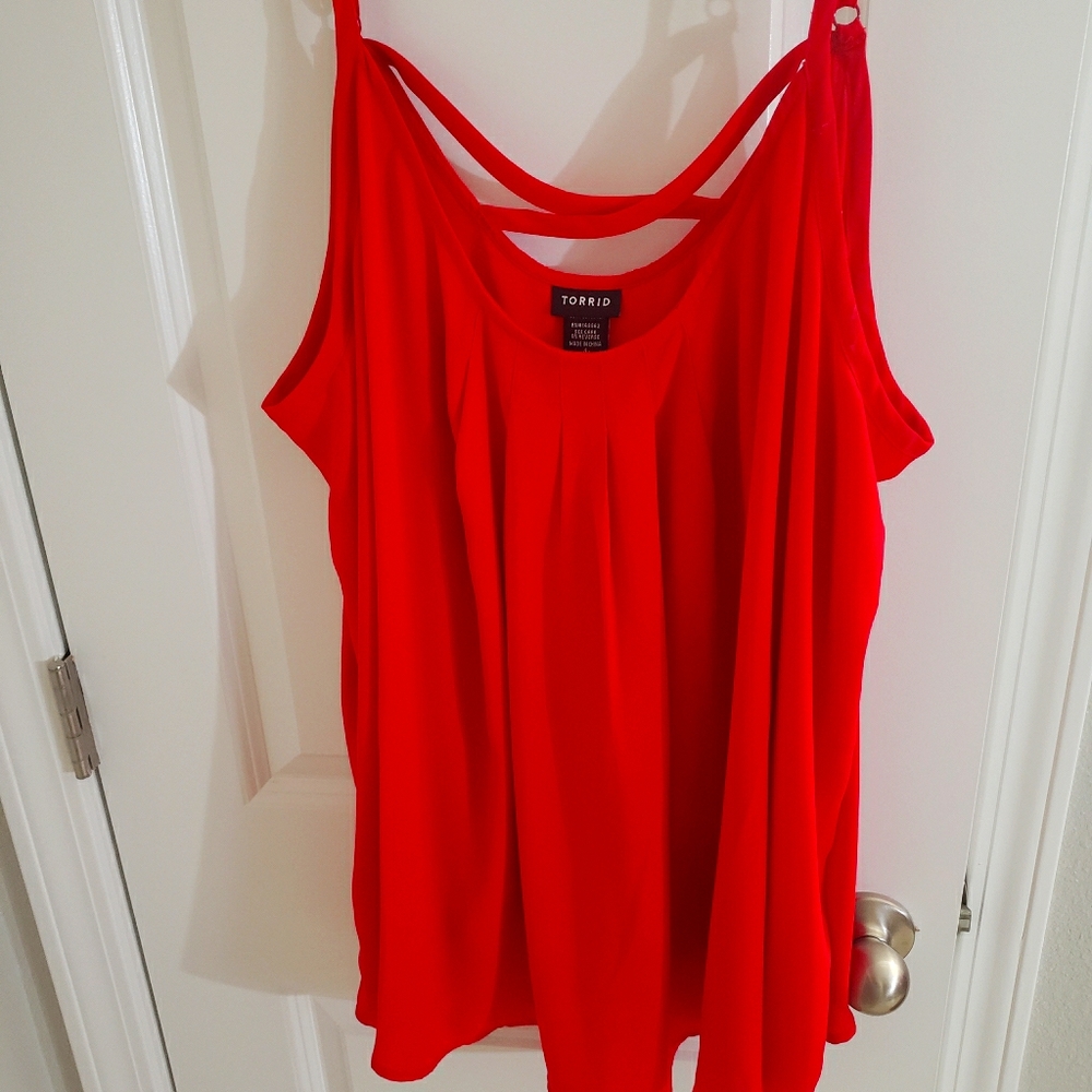 Orange sleeveless top